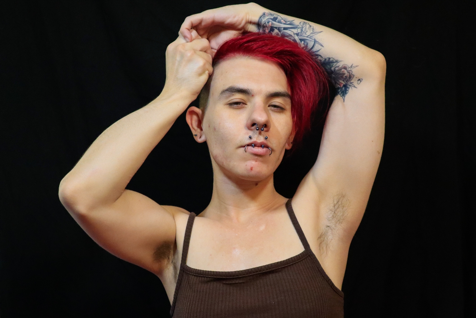 SFW top half with brown crop top